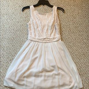 White and Beige Flowery Dress